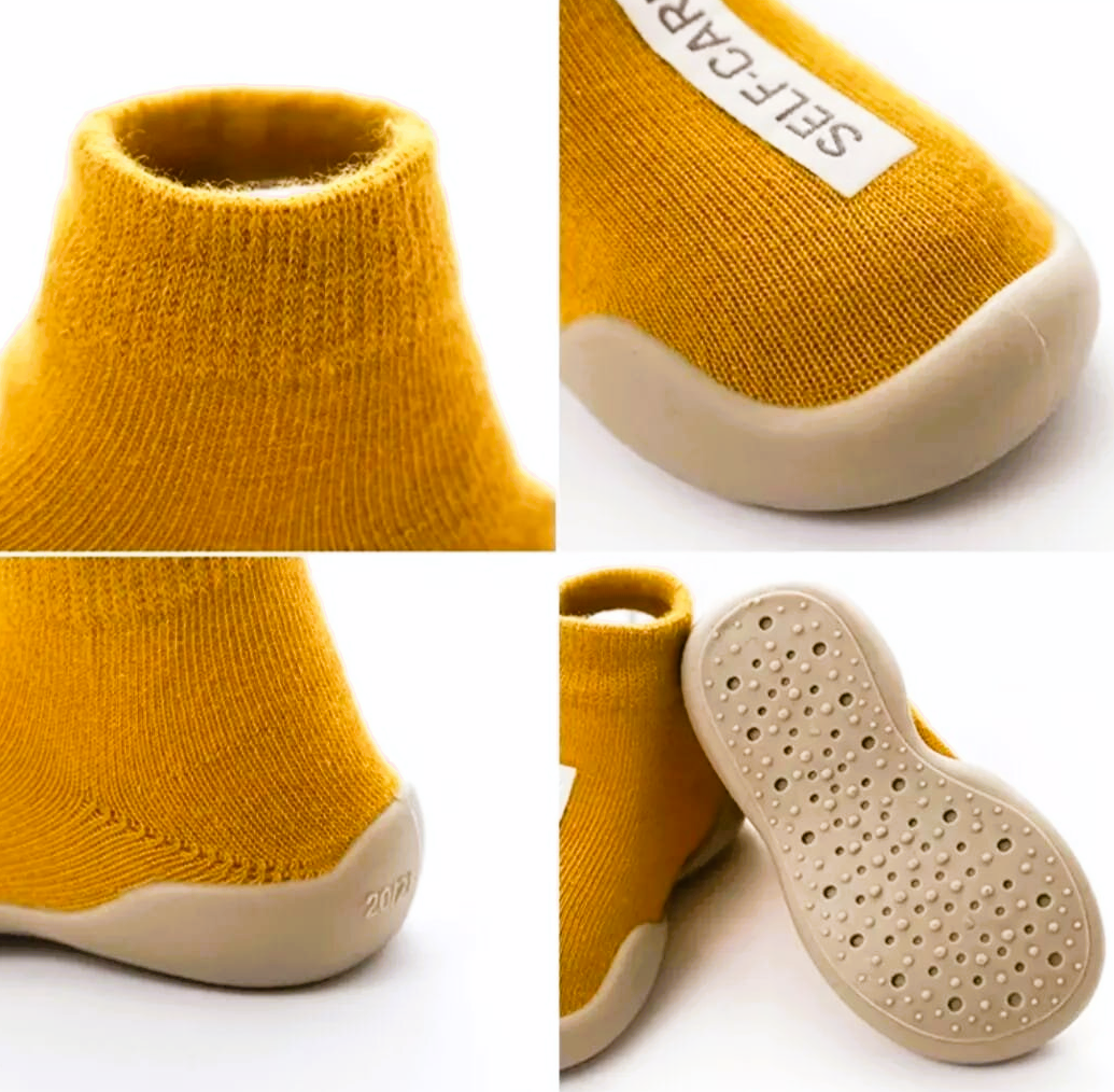 Kinder- Sockenschuhe (Currygelb)